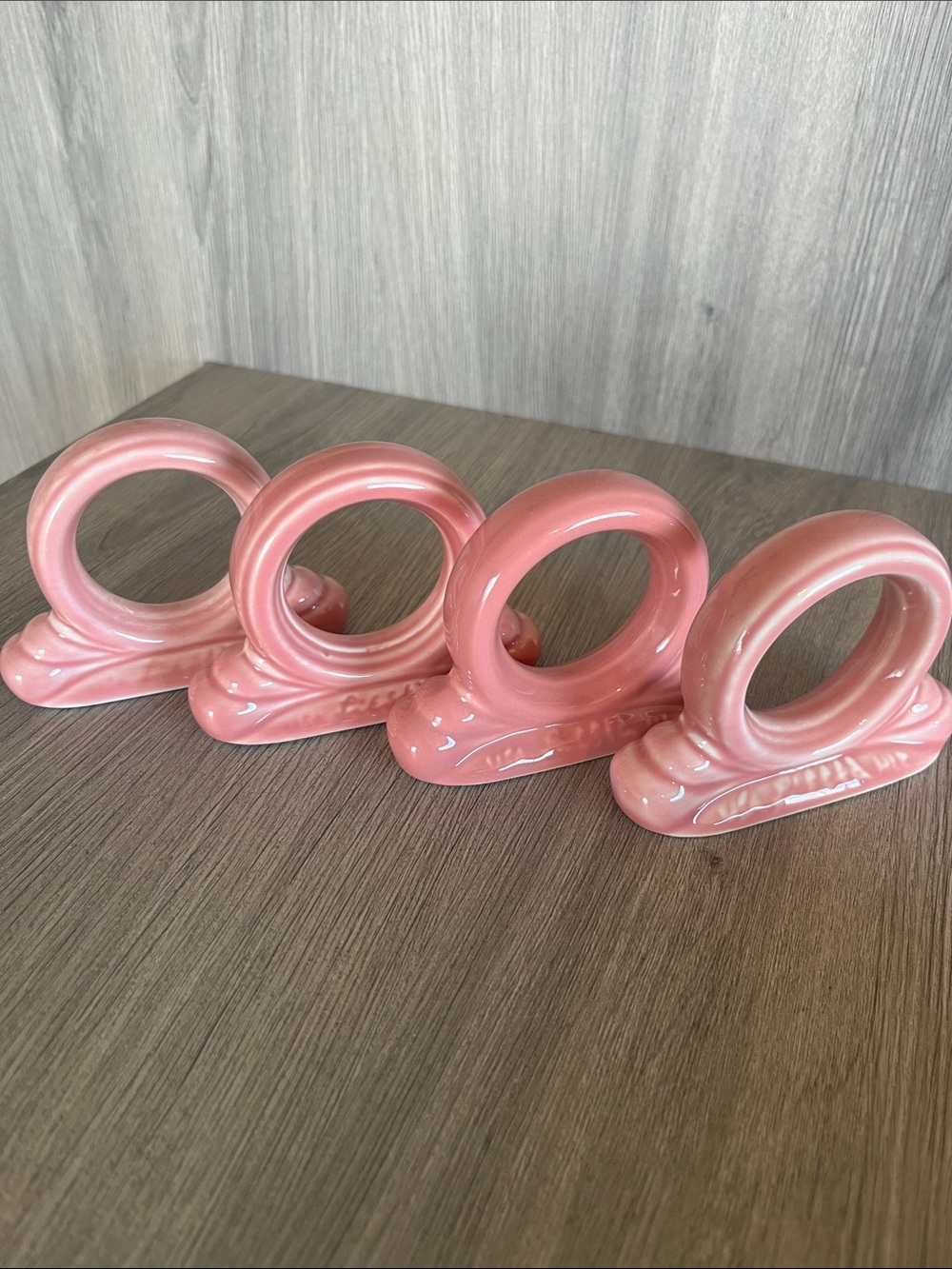 Vintage Fiestaware Rose Pink Ceramic Napkin Rings Set of 4